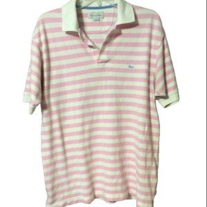 christian dior pink & white striped polo